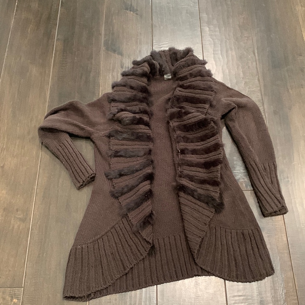 Gaby & Eden fur trim cardigan sweater